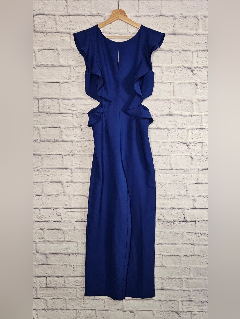Nikibiki Royal Blue Ruffle Sleeve Bodycon Midi Dress Medium